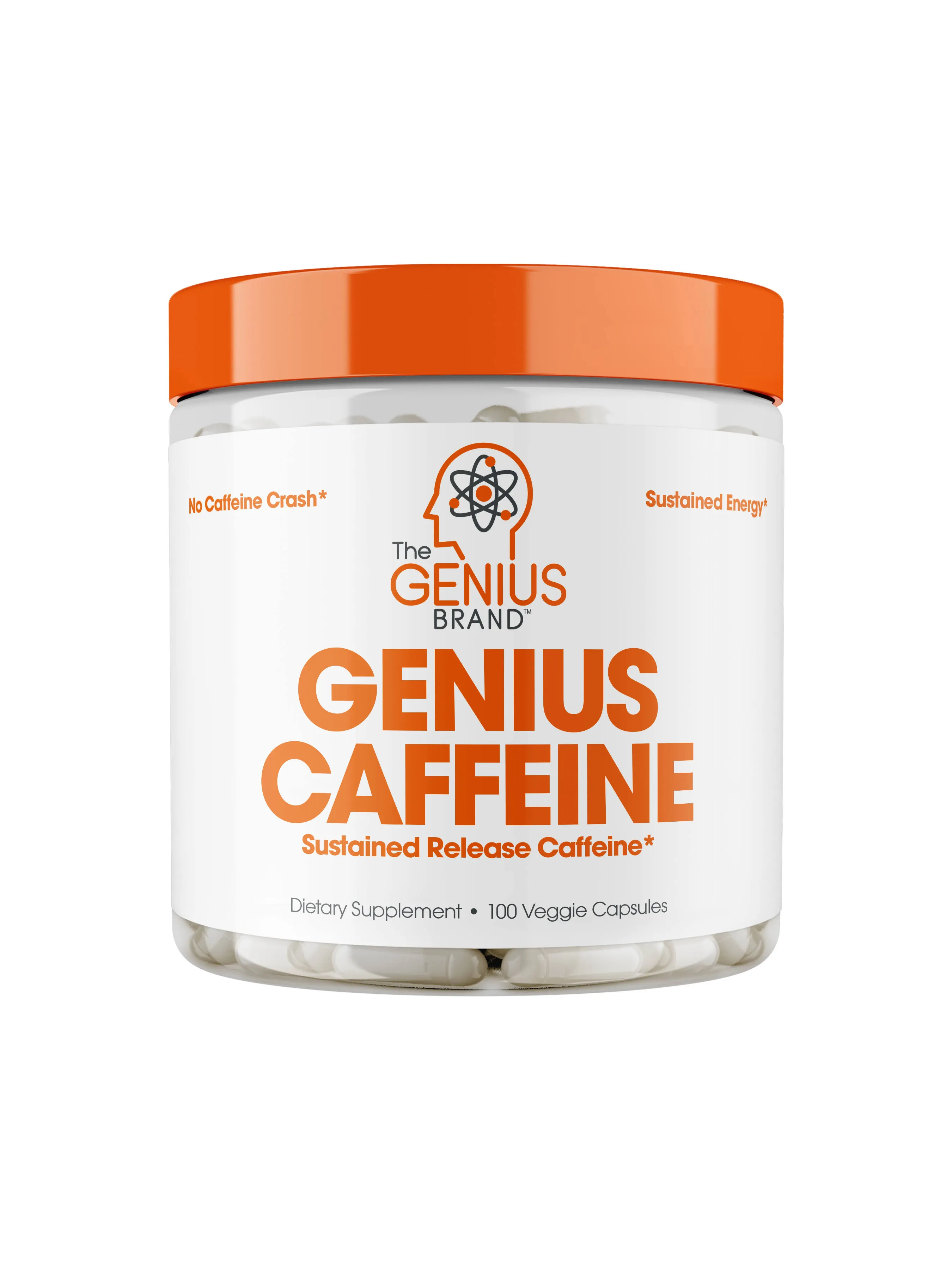 Genius Caffeine Extended Release Microencapsulated Caffeine Pills, All Natural