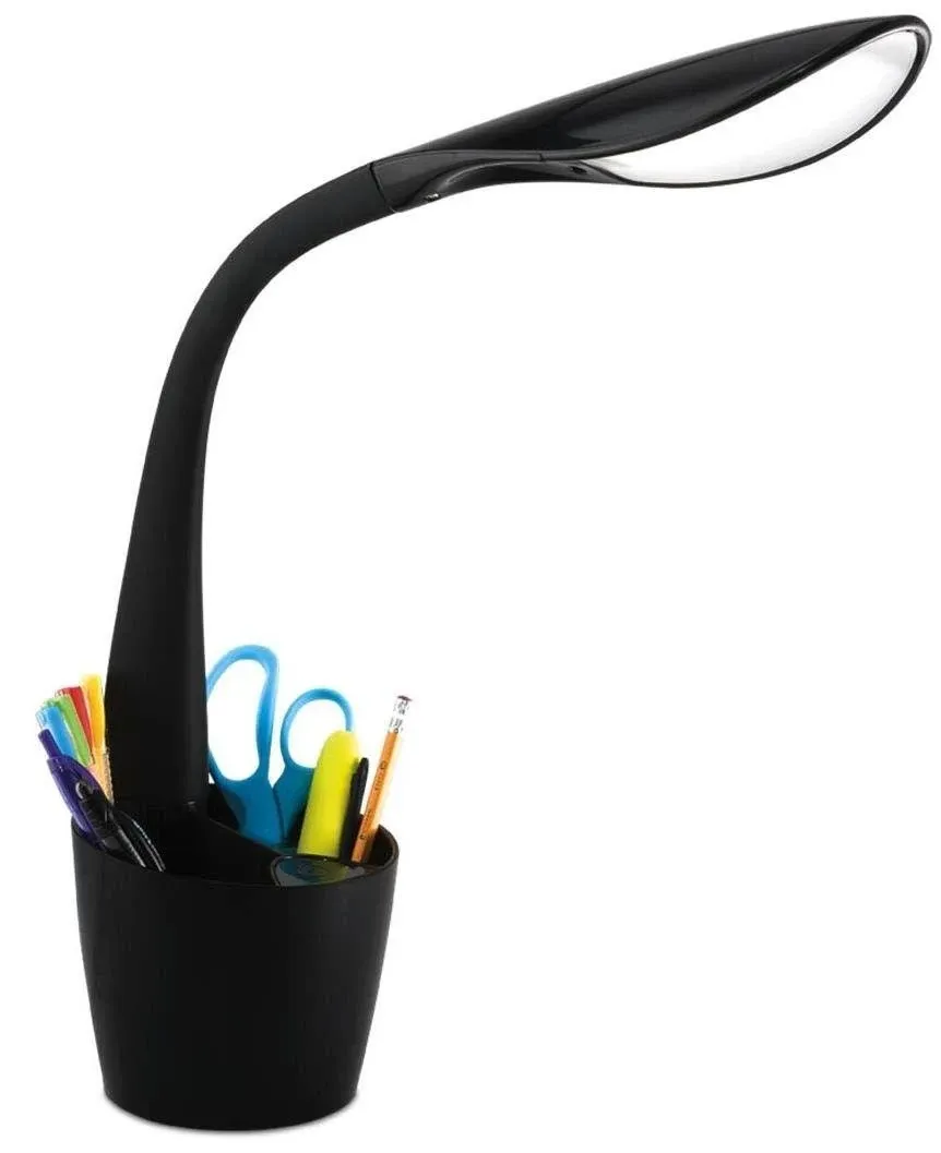 OttLite LED Desk Space Organizer Lamp, Black