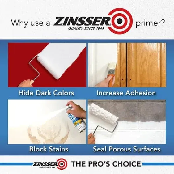 White, Zinsser Block Filling 2x Flat Primer- 293248, 5 Gallon- 1 Pack