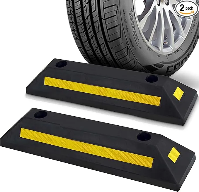 Heavy-Duty Rubber Garage Vehicle Floor Stopper - Parking Safety for Cars, Vans, 