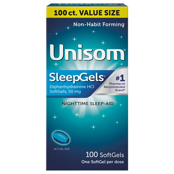 SEALED CAP Unisom SleepGels Nighttime Sleep-Aid - 100 Softgels Exp 09/2025 