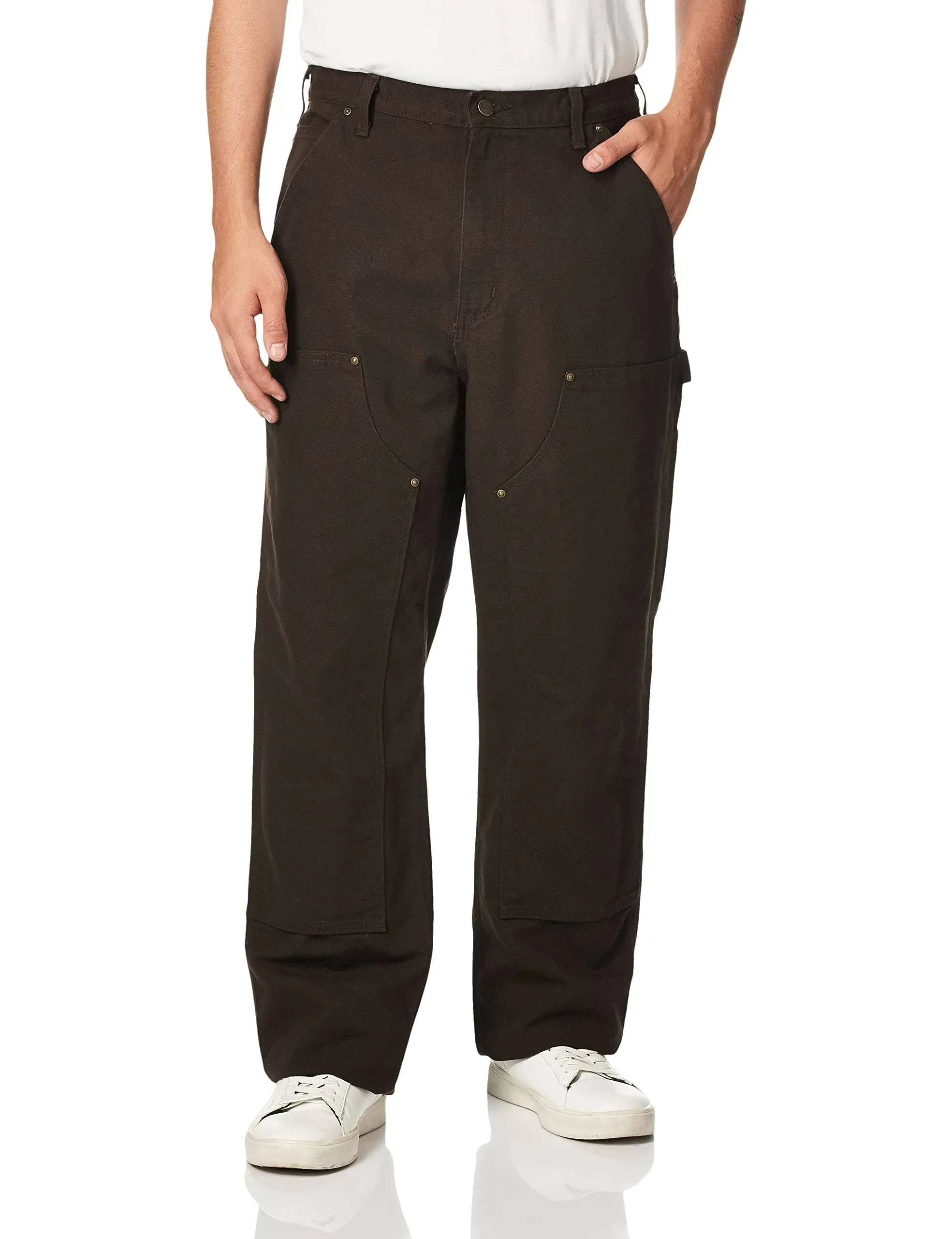 Carhartt Men's Double-Front Work Dungaree/Washed Duck, Dark Brown