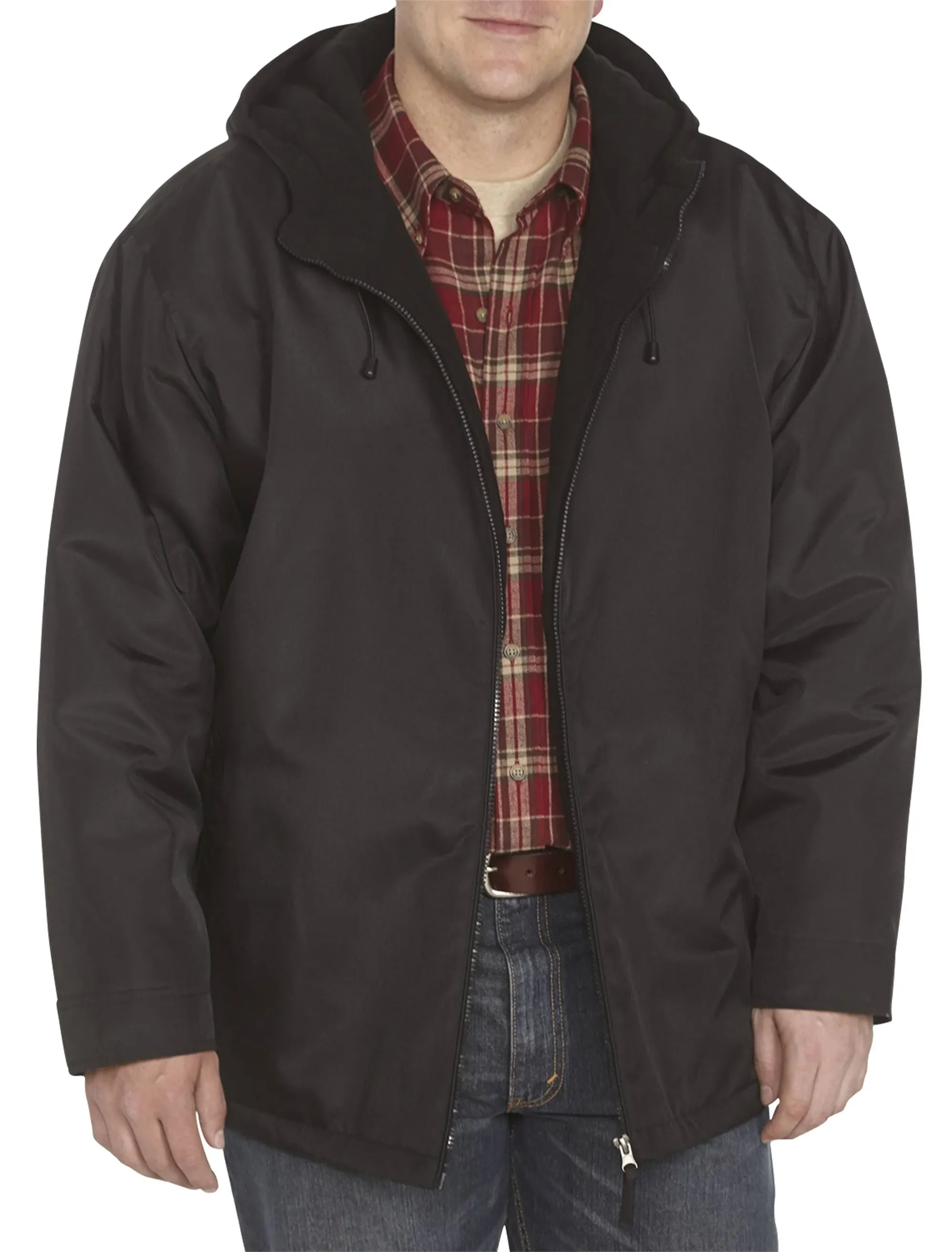 Harbor Bay by DXL Men's Big and Tall Quilt-Lined Hooded Jacket Black