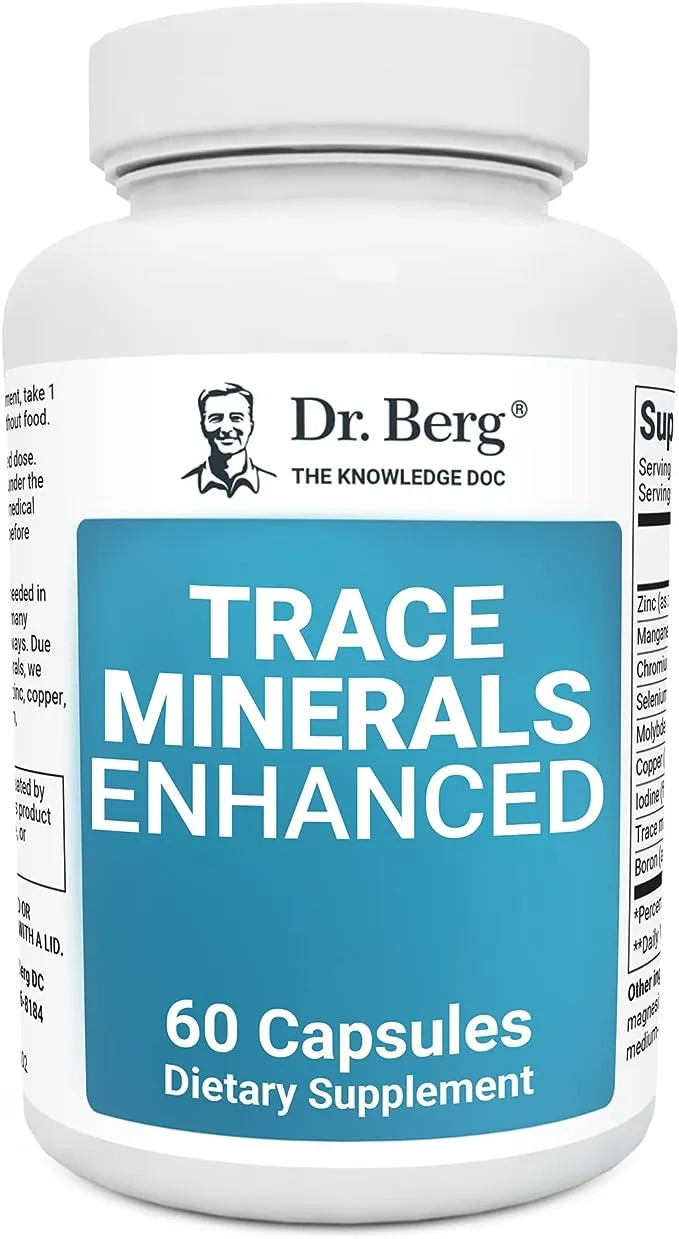 Dr. Berg Trace Minerals Enhanced Complex - Complete with 70+ Minerals Including 10 mg of Zinc - Dietary Supplement - 60 Capsules