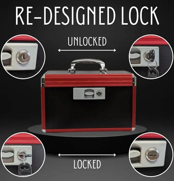 Medicine Lock Box with Strap, Steel Hinges, Medication Lock Box, Lock Boxes for Personal Items, Storage Box with Lock, Locking Box, Large Lock Box, Locked Box, Medical Box with 2 Keys