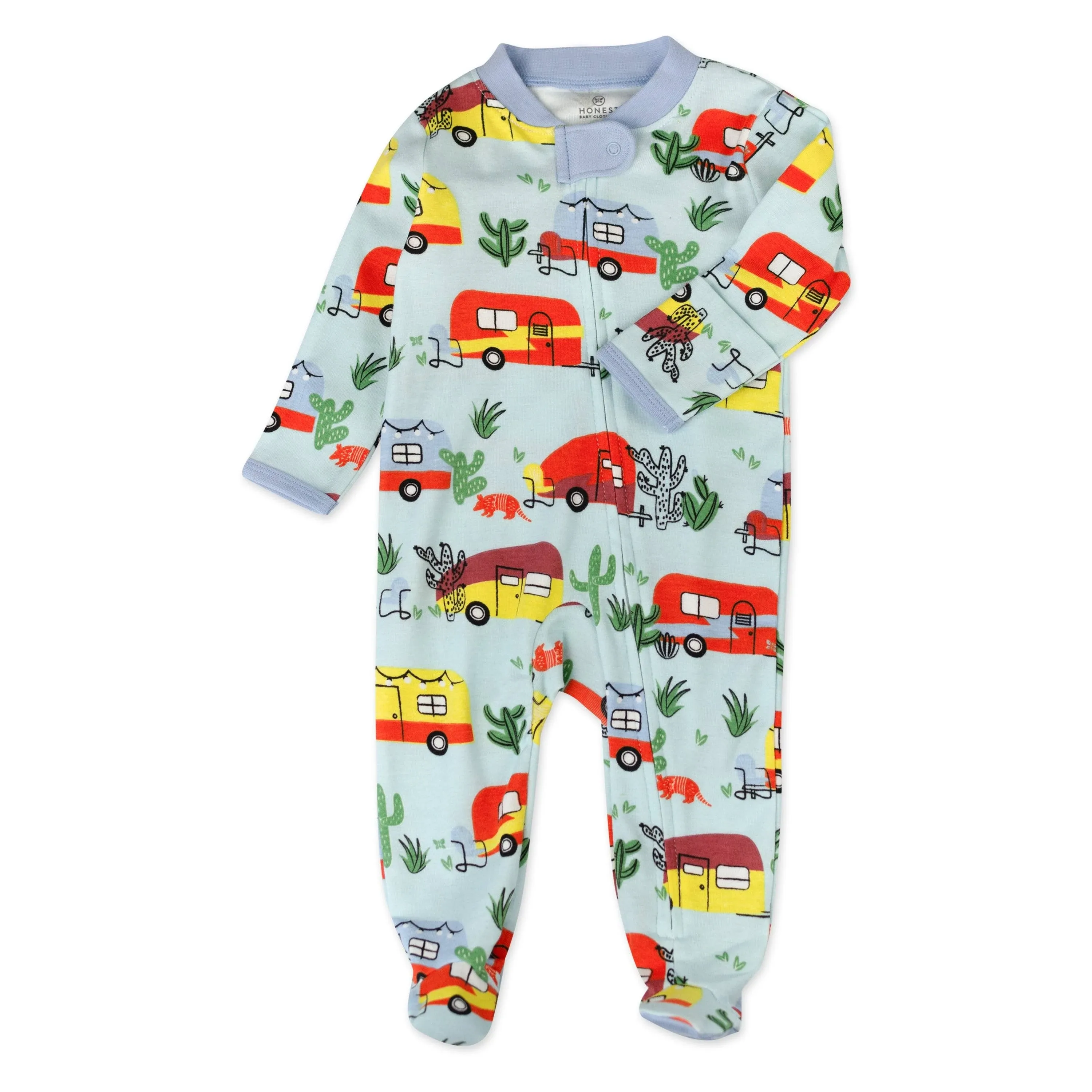 HonestBaby Baby Boys' Sleep and Play Footed Pajamas One-Piece Sleeper Jumpsuit Zip-front Pjs Organic Cotton