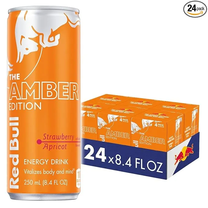 Red Bull Amber Edition Sugar Free Strawberry Apricot Energy Drink 8.4 fl oz