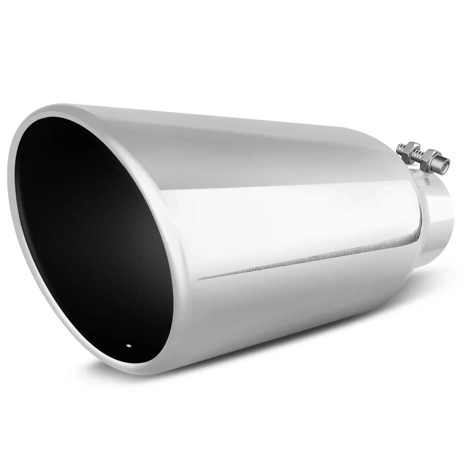 AUTOSAVER88 3 Inch Inlet Exhaust Tip, 3" Inlet 4" Outlet 12" Overall Length Chrome-Plated Finish Stainless Steel Exhaust Tail Tip for 3-Inch Outer Diameter Tailpipe, Bolt/Clamp-On Design, Universal