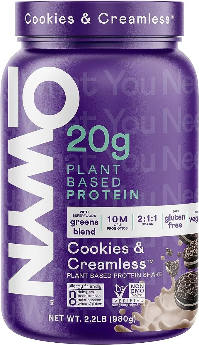 Owyn Plant Based Protein Powder with 20g Protein, Probiotics, Superfoods Greens, Pea, Chia and Pumpkin Seed Blend, Vegan, (Cookies & Creamless, 2.2 Pound (Pack of 1) Packaging May Vary