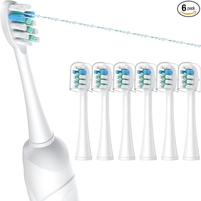 6 Pack Toothbrush Replacement Heads Compatible with WaterPik Sonic Fusion 2.0, FitMount Flossing Brush Head Fit for Water-Pic SF-01W SF-02W and 2.0 SF-03 SF-04