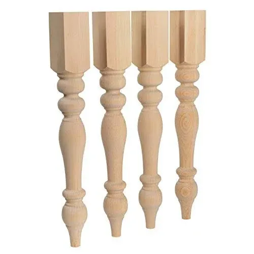 CAROLINA LEG CO. Chunky Farmhouse Table Legs - Handmade in USA - Unfinished - DIY Furniture - Turned Legs - Set of 4 Wood Table Legs- Dimensions: 3.5" x 29"