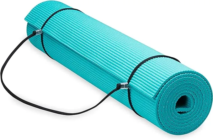 Gaiam Essentials Premium Yoga Mat with Yoga Mat Carrier Sling (72"L x 24"W x 1/4 Inch Thick)