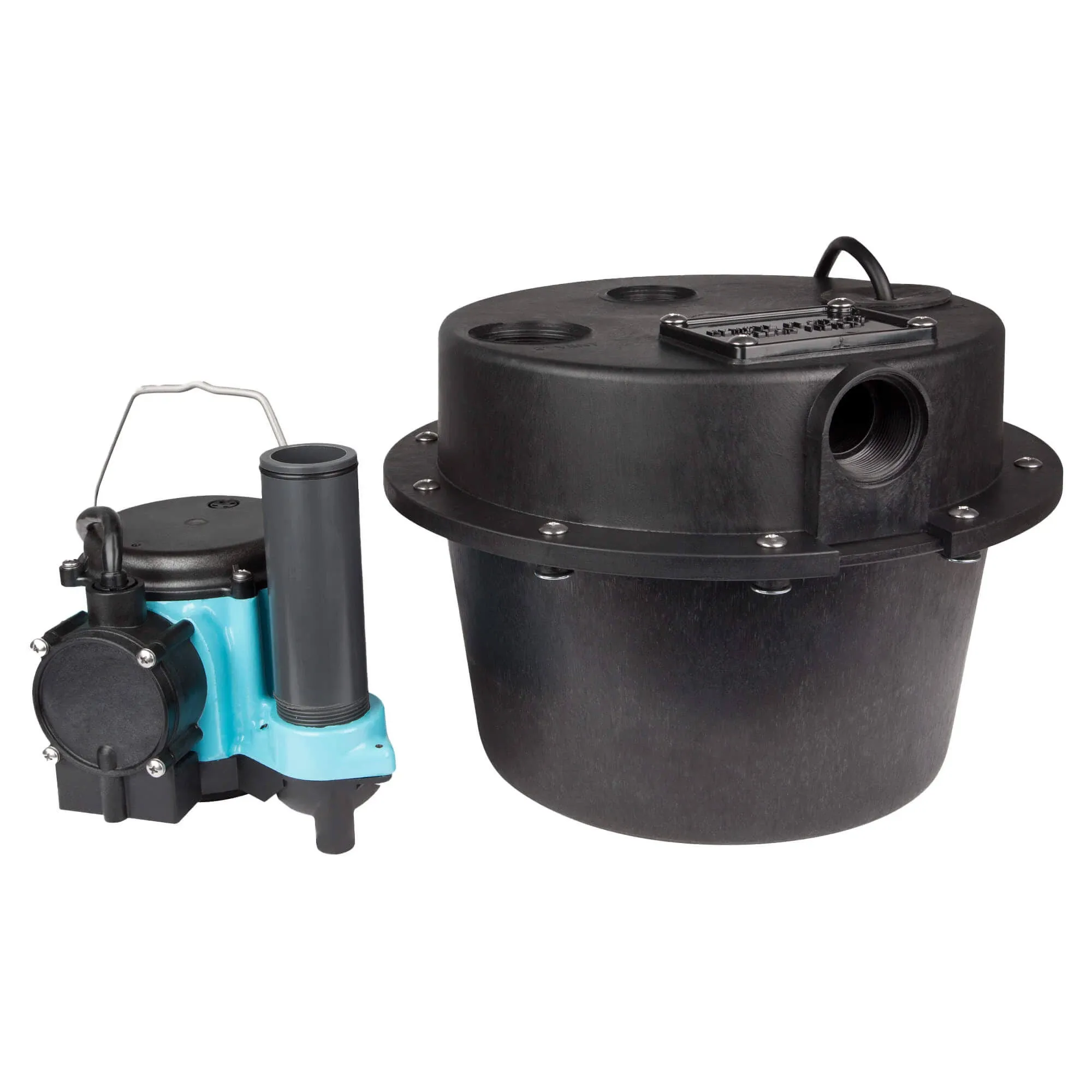 Little Giant WRSC-6 115-Volt, 1/3 HP, 2760 GPH Compact Under Sink Drainosaur Automatic Sump Pump/Basin System with 10-Ft. Cord, Black/Blue, 506065