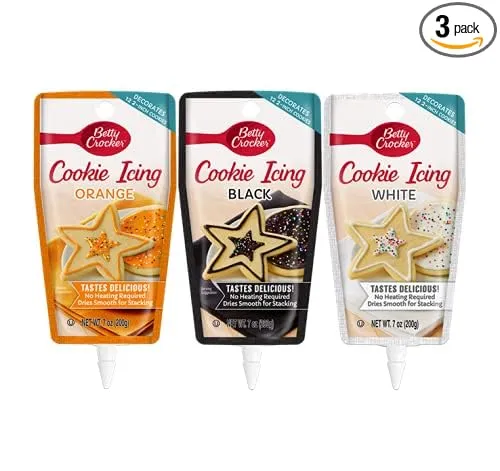 Signature Brands Betty Crocker Halloween Cookie Icing, Orange Icing, Black Icing, White Icing 7 Ounce (Pack of 3)