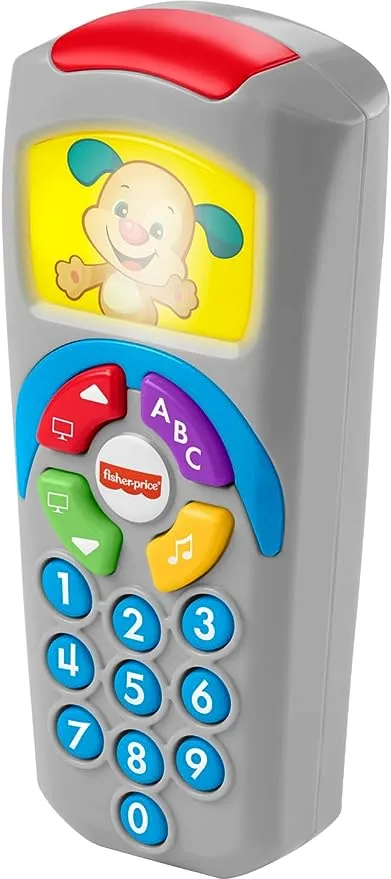 Fisher-Price Baby Learning Toy Laugh & Learn Puppy’s Remote Pretend TV Control with Music & Lights for Developmental Play Infants Ages 6+ Months