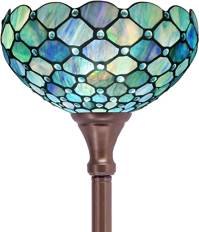 ZJART Tiffany Floor Lamp Sea Blue Pearl Style Stained Glass Light 12X12X67 inch ...