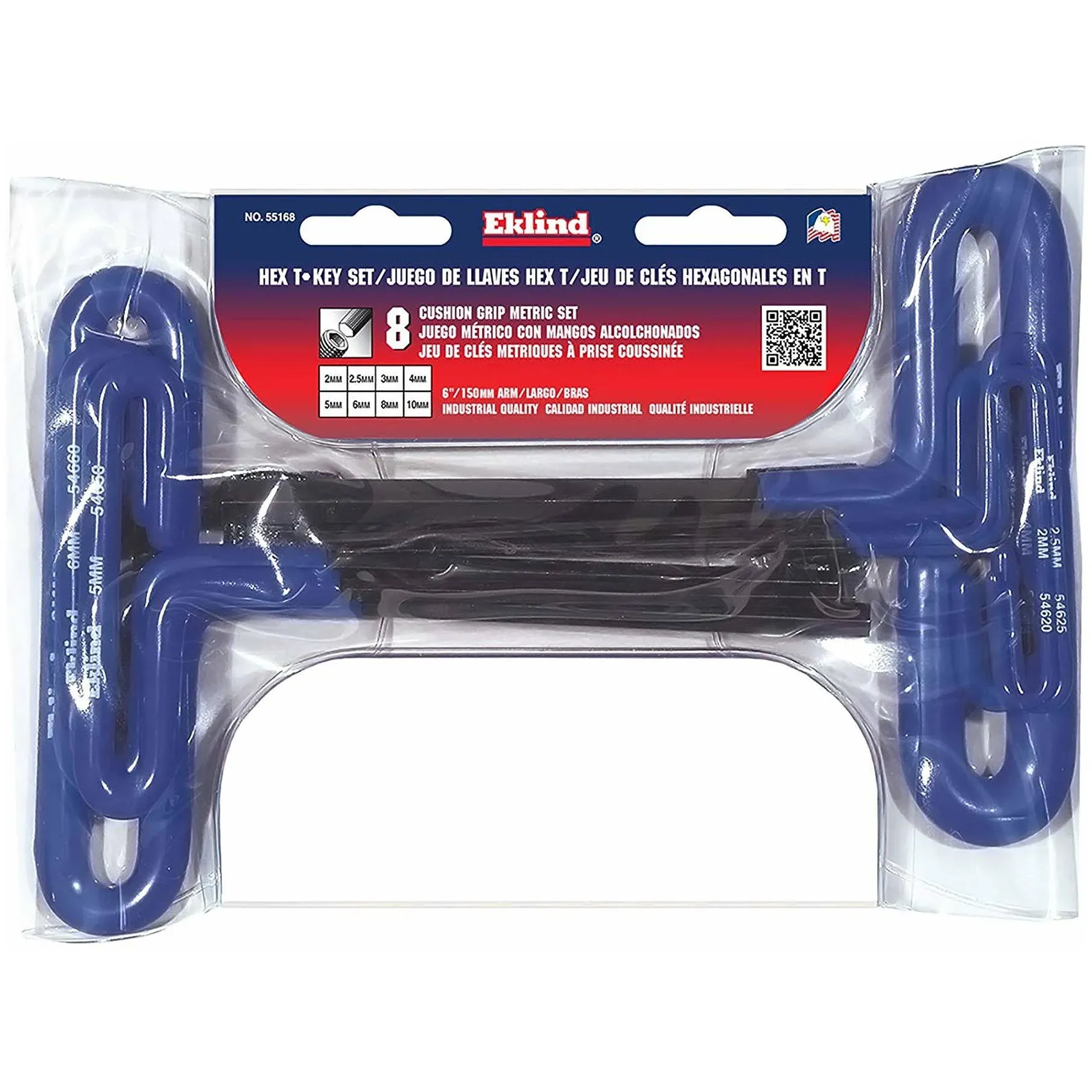 Eklind Tool 8 Piece 6" Cushion Grip Metric Hex T-Key Set 55168