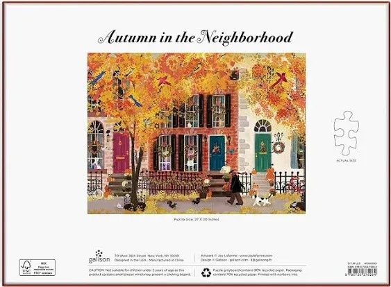 Libro Autumn In The Neighborhood 1000 Piece Puzzle From Galison 27" X 20"