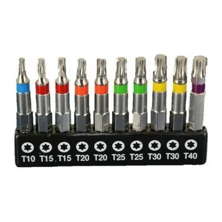 TMAX 10 pc Color Coded T10-T40 6 point Torx Impact Ready 2 Inch Long Screwdriver Insert Bit Set