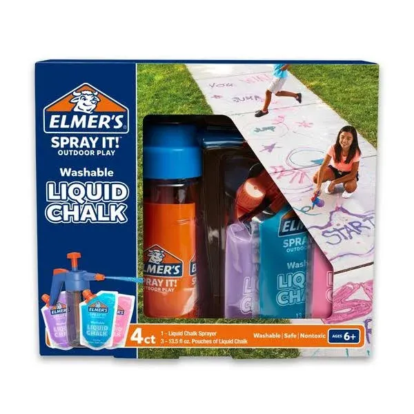 Elmer's Spray It! Outdoor Play Washable Liquid Chalk Kit