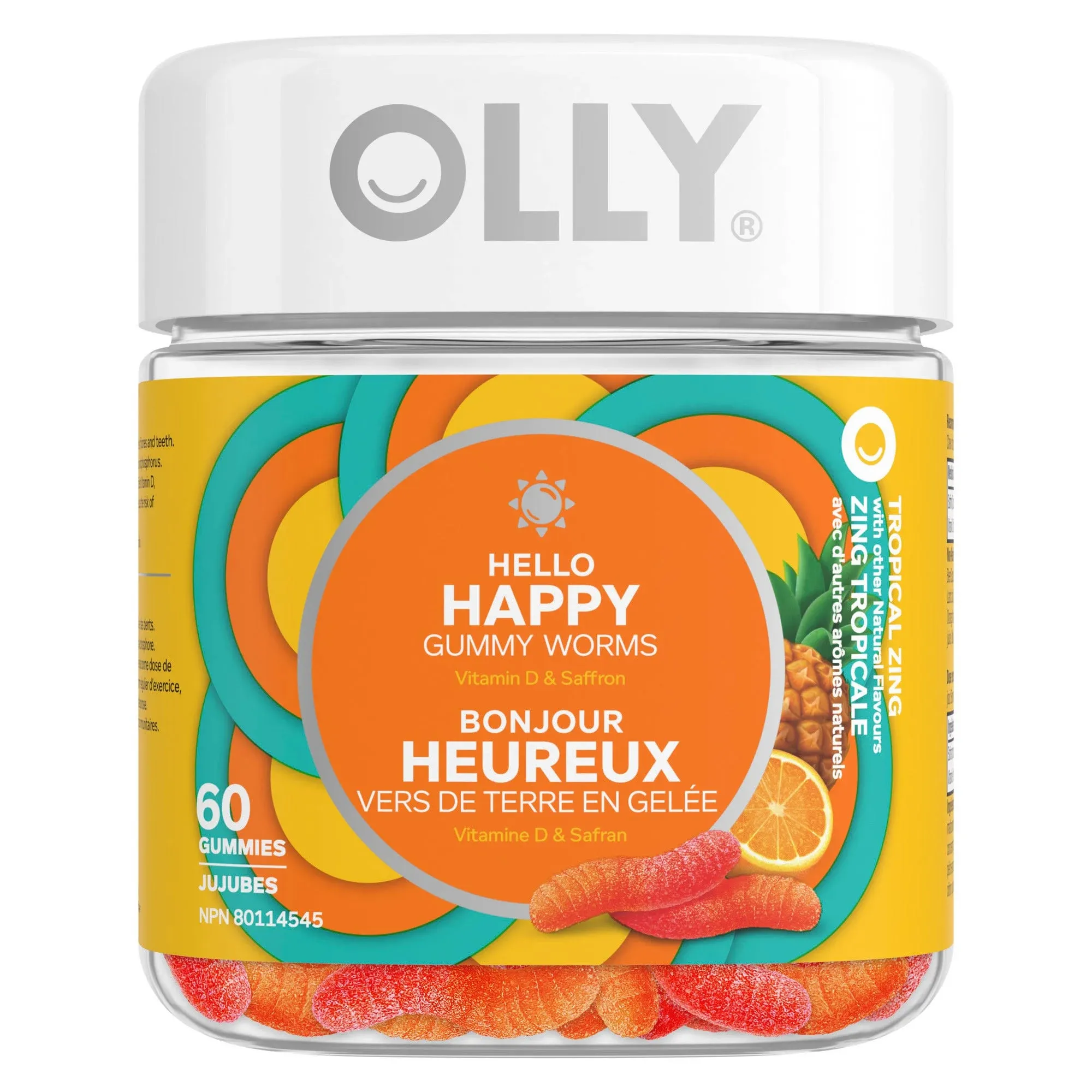 OLLY Hello Happy Gummy Worms Mood Support with Saffron, Vitamin D - 60 Count and Extra Strength Elderberry Gummies Immune Support with 450mg Elderberry - 60 Count