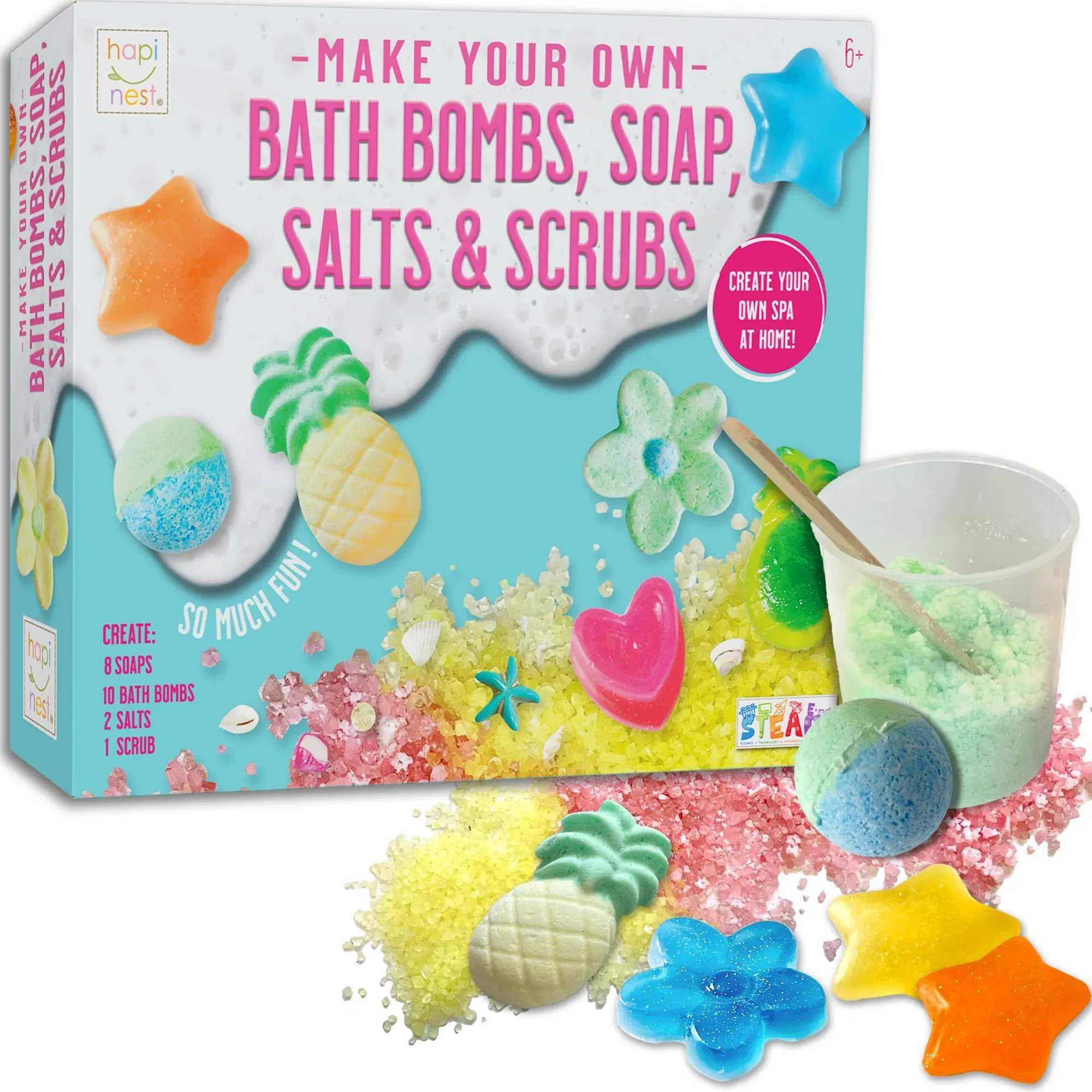 Hapinest Make Your Own Bath Bombs, Soap, Salts and Scrubs Spa Craft Science Kit ...