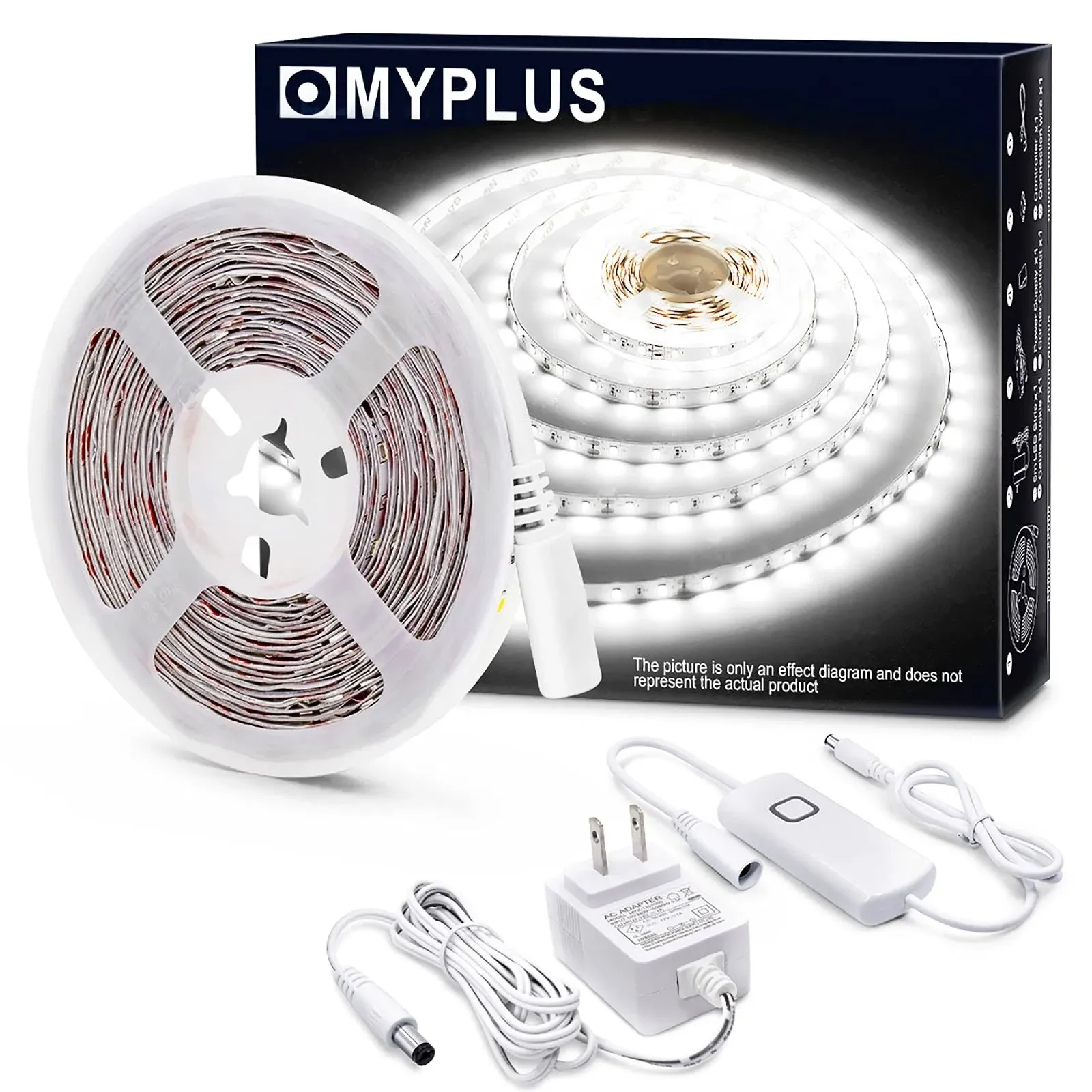 Led Strip Lights White 16.4ft Daylight White 6000k Led Tape Lights With Dimmable