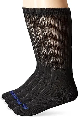 Medipeds Men's Half Cushion Crew Socks, 4-Pairs