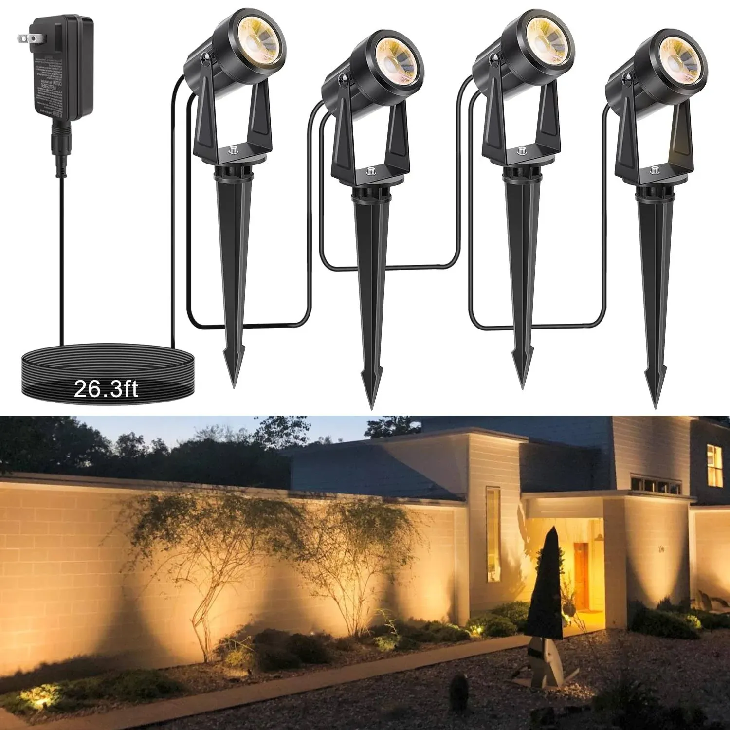 APONUO Low Voltage Landscape Lights Total 56ft Cable Long Outdoor Landscape ...