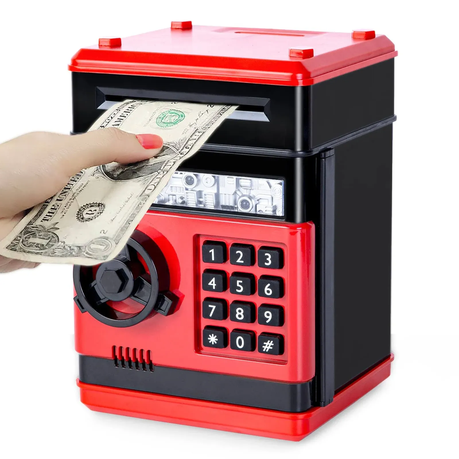 Refasy Piggy Bank Cash Coin Can ATM Bank Electronic Coin Money Bank for Kids