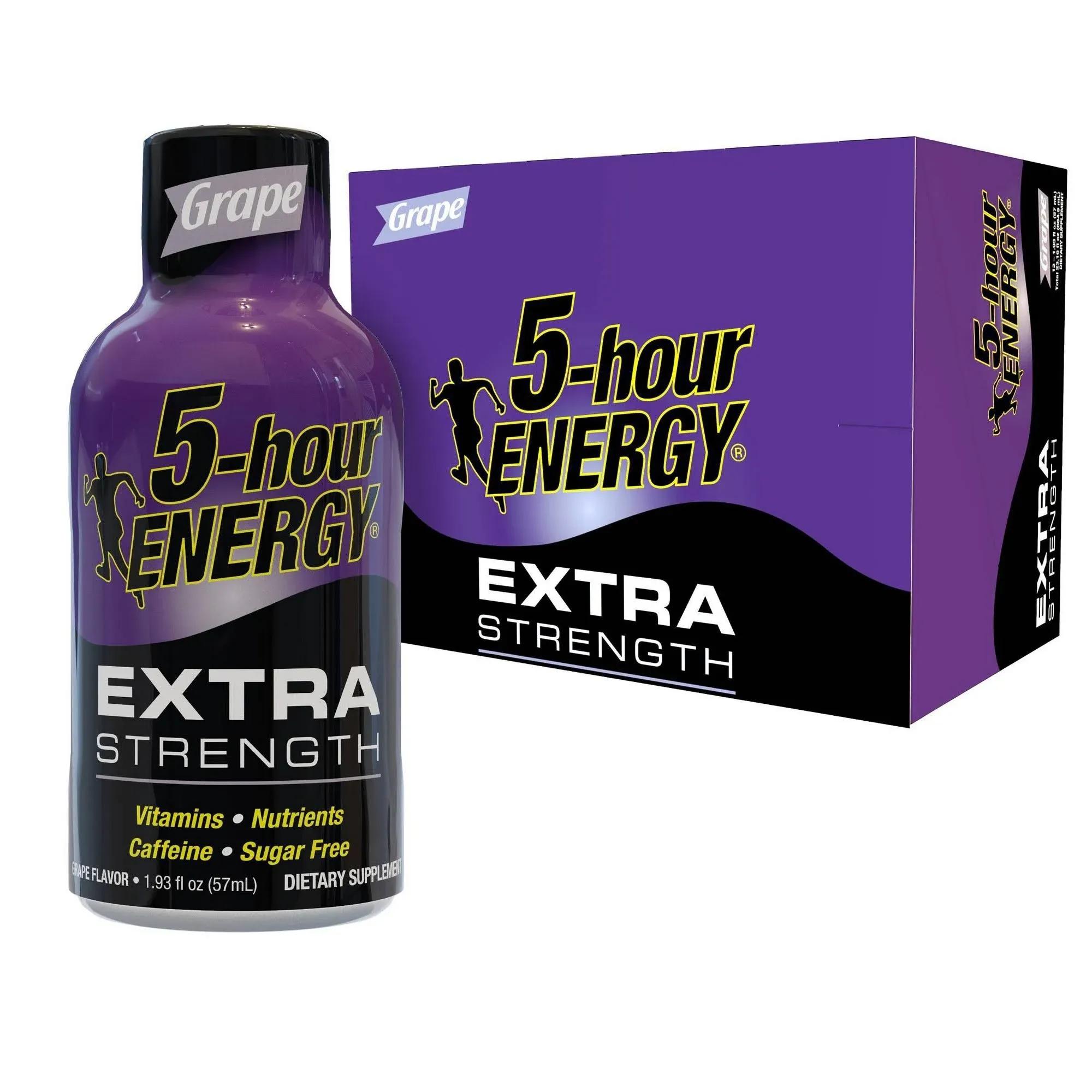 5-Hour Energy Energy Shot, Grape, Extra Strength, 12 Pack - 12 pack, 1.93 fl oz bottles