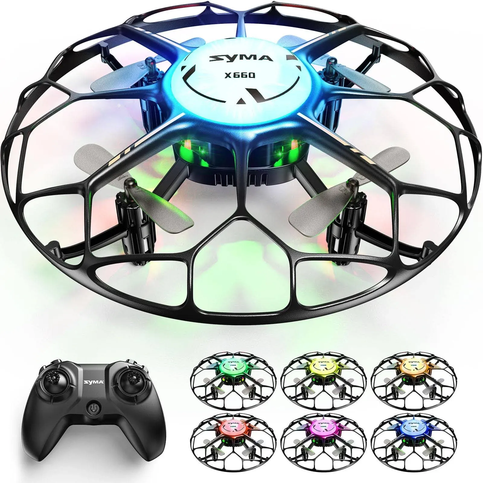 SYMA Drone for Kids with LED, X660 Mini Quadcopter Rotary Ascent, Headless Mode Full RC