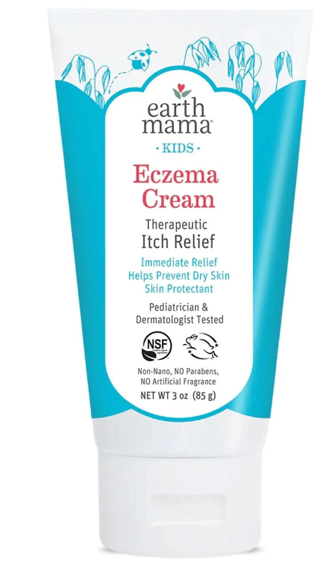 Earth Mama Eczema Cream | Therapeutic Itch Relief Moisturizer Lotion for Itchy Rashes, Bug Bites, Poison Oak, Ivy & Sumac | No Steroids, Artificial Preservatives or Fragrance, 3-oz Tube