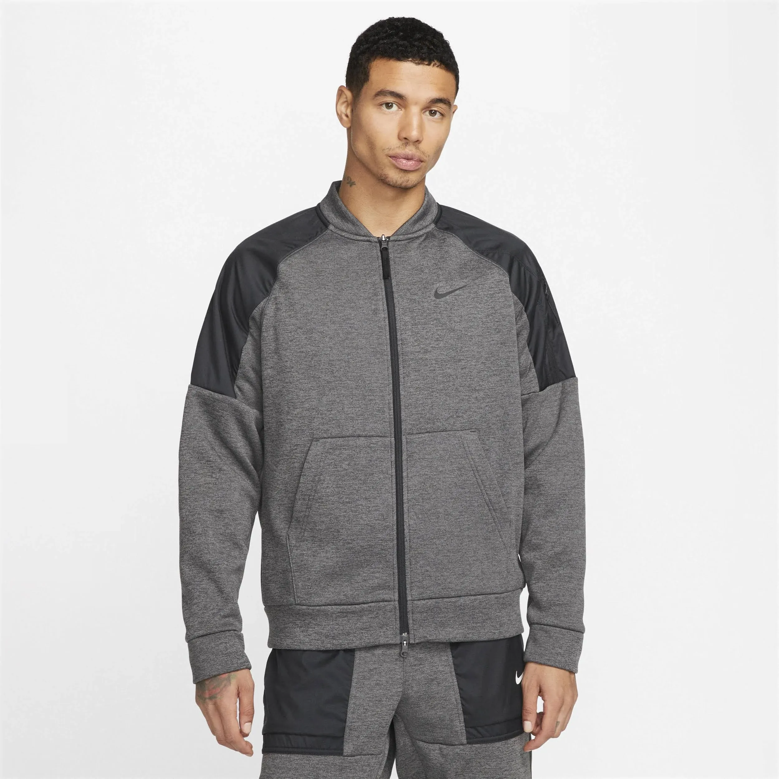 Nike Therma-FIT Men&#039;s Training Full-Zip Bomber Jacket (Charcoal Heather) DQ4852