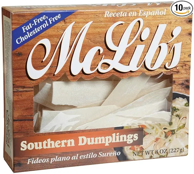 McLib's Southern Dumplings Flat Dough Strips 8-Ounce Box- Solid 3 Pack