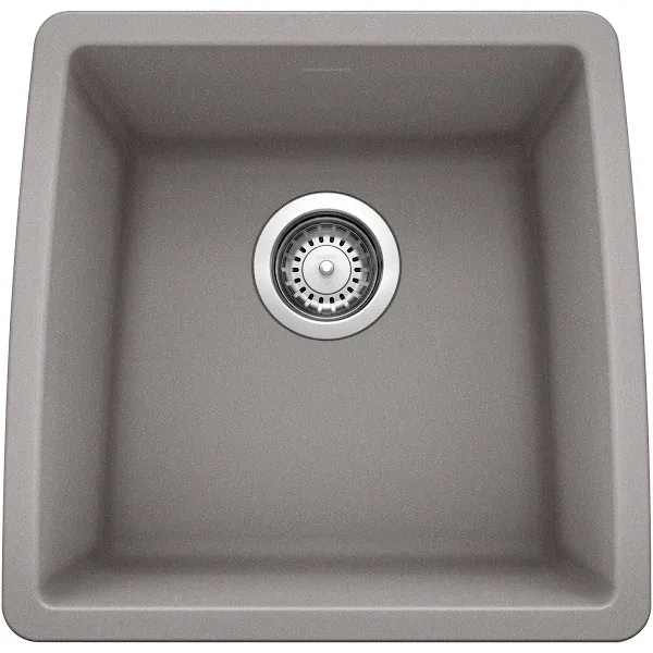 Blanco 440082 Performa SILGRANIT Single Bowl Undermount Bar Sink 17 1/2" x 17" Metallic Gray