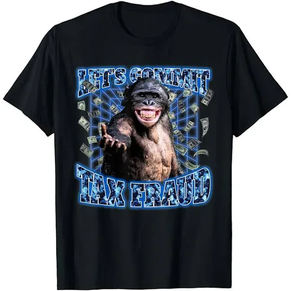 Let&#039;s Commit Tax Fraud Vintage Bootleg Rap 90s Monkey T-Shirt