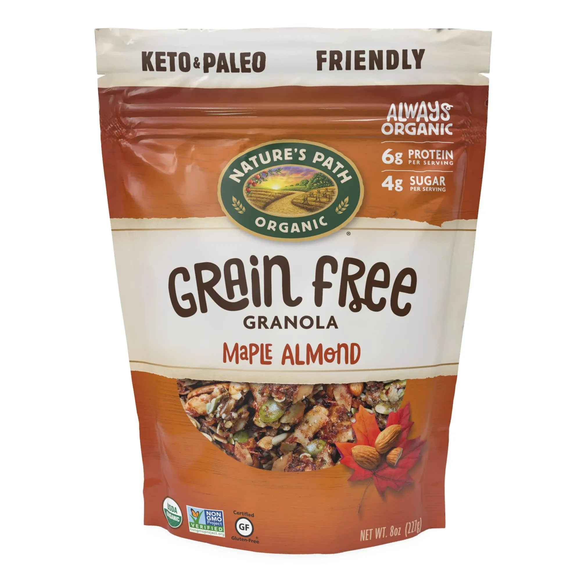 Nature&#039;s Path Organic Grain Free Maple Almond Granola 8 Ounce Pack of 6 Non-G...