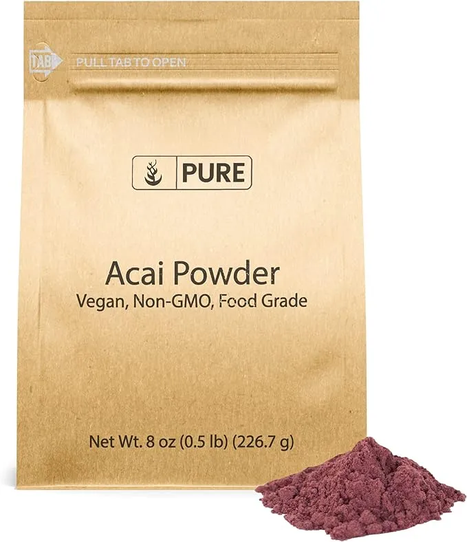 PURE ORIGINAL INGREDIENTS Acai Berry Powder (8 oz) Superfood, Vegan, Non-GMO, Gluten-FreePURE ORIGINAL INGREDIENTS Acai Berry Powder (8 oz) Superfood, Vegan, Non-GMO, Gluten-Free