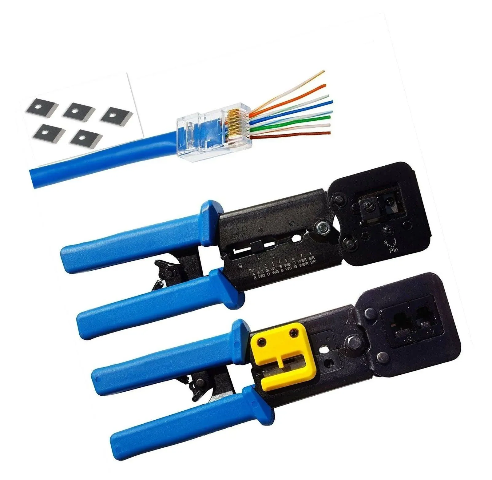 RJ45 Crimping Tool Ethernet Crimper for Cat6 Cat5 Cat5E RJ45 Pass through Connec