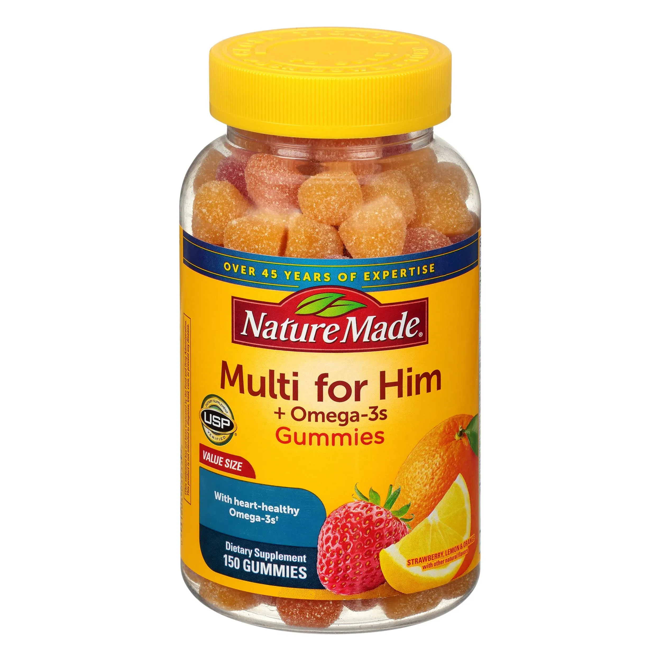 Nature Made Multivitamin for Him with Omega-3, Mens Multivitamins for Daily Nutritional Support, Multivitamin for Men, 150 Gummy Vitamins and Minerals, 75 Day Supply