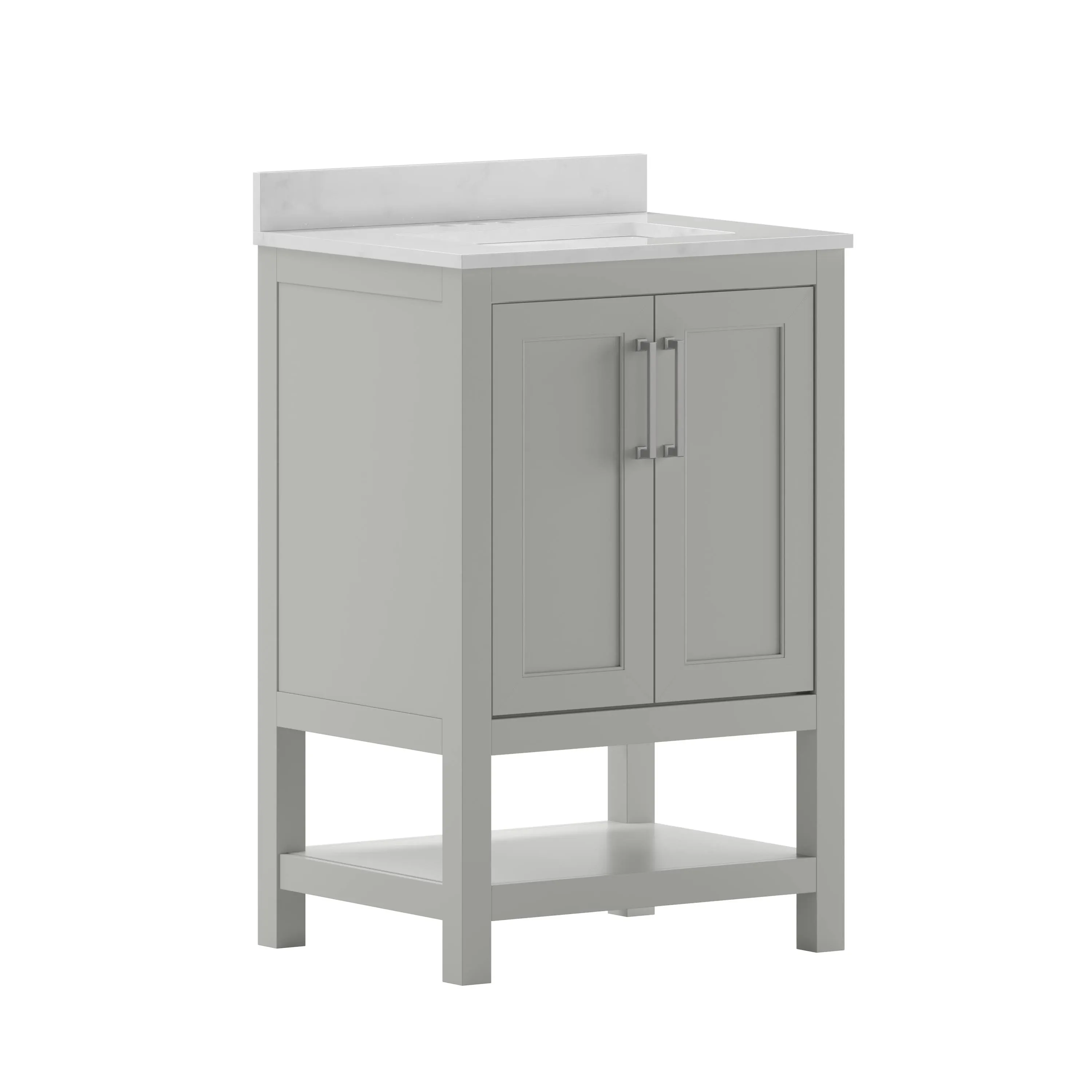 Flash Furniture Vega Bathroom Vanity with Sink Combo, Storage Cabinet with Soft Close Doors and Open Shelf