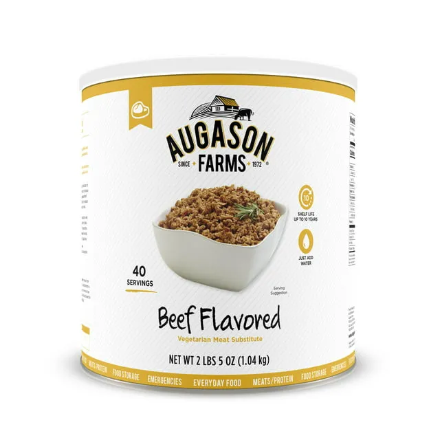 Augason Farms Beef Flavored Vegetarian Meat Substitute 2 Lbs 5 OZ No. 10 Can