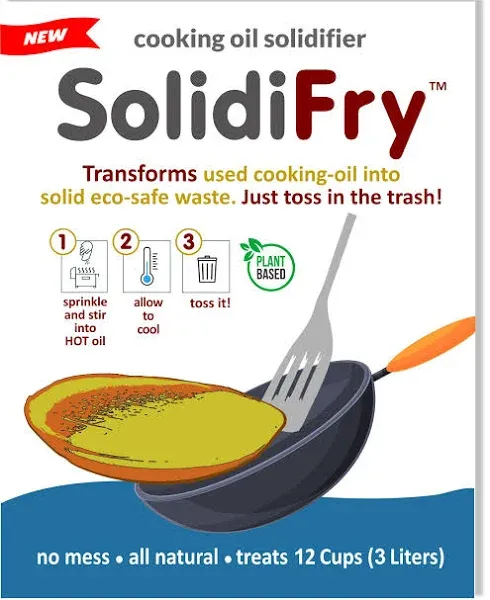 SolidiFry - Waste Cooking Oil Solidifier powder, 100% Plant-Based Cooking Oil