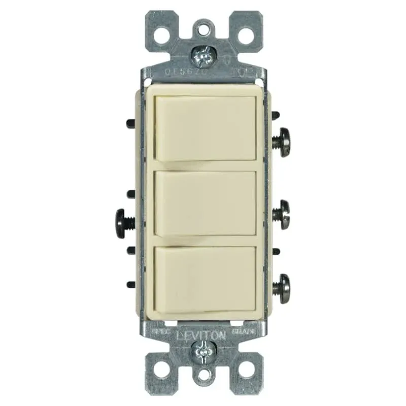 Leviton Decora Three Rocker Combination Switch