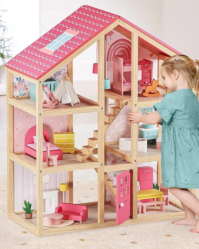 Tiny Land® Love Dollhouse with 30 Furniture