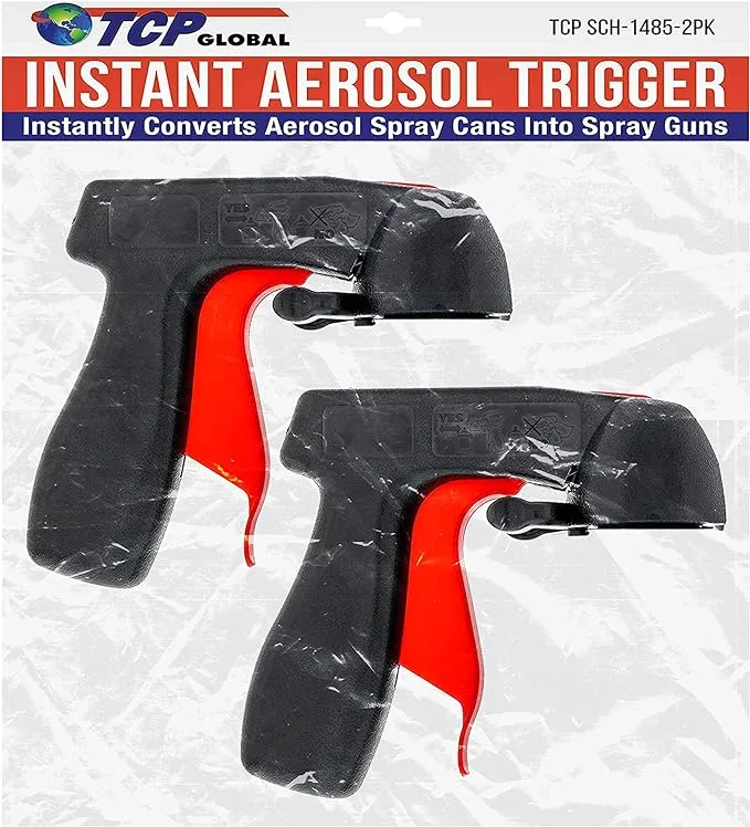 Instant Aerosol Trigger Handle (Pack of 2), Instantly Converts Spray Cans into Spray Guns - Full Hand Grip, Reusable, Easy to Clip-On & Off - Universal Fit, Use on Spray Paint, Adhesives, Lubricants