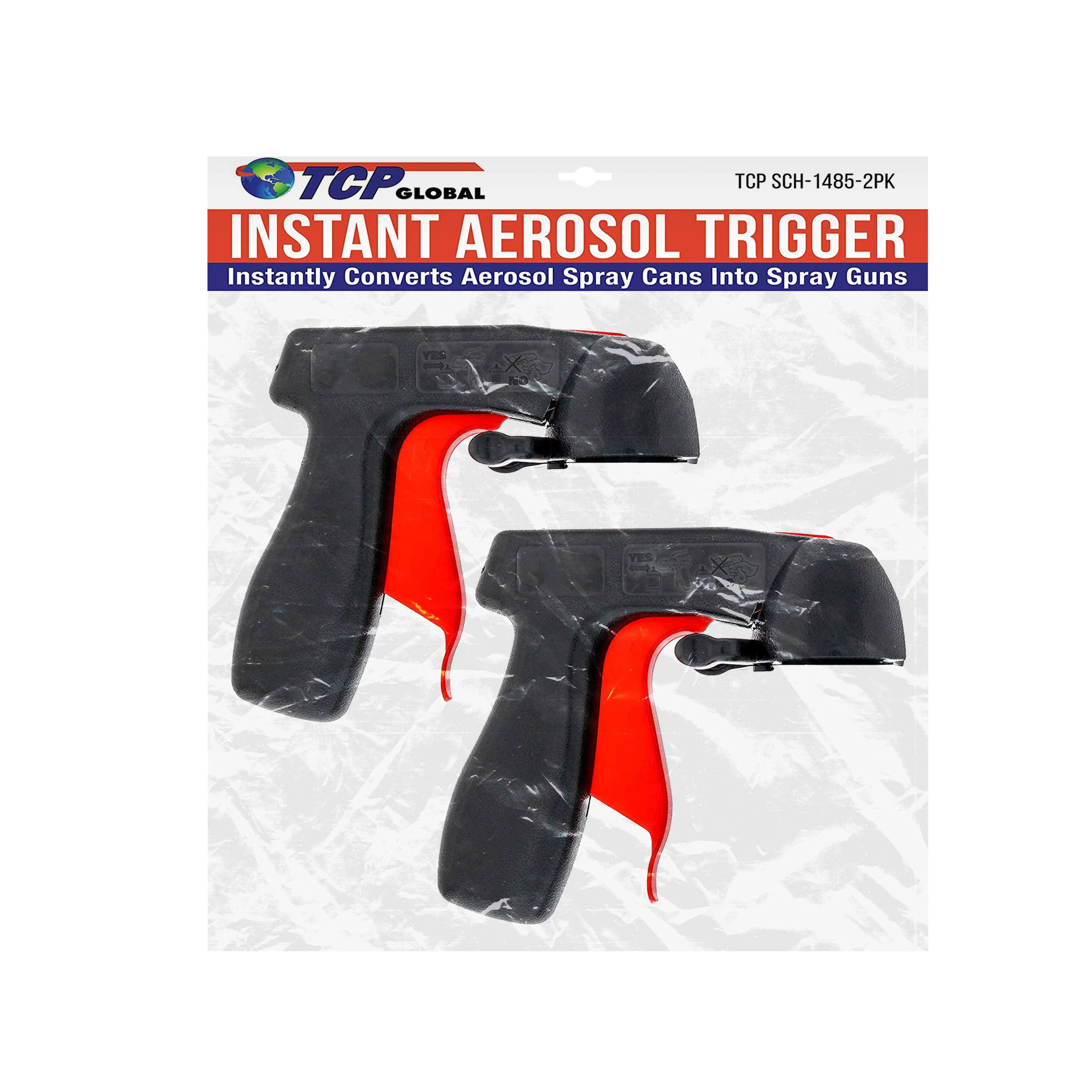 TCP Global Instant Aerosol Trigger Handle (Pack of 2), Instantly Converts Spray Cans Into Spray Guns - Full Hand Grip, Reusable, Easy to Clip-On & Off