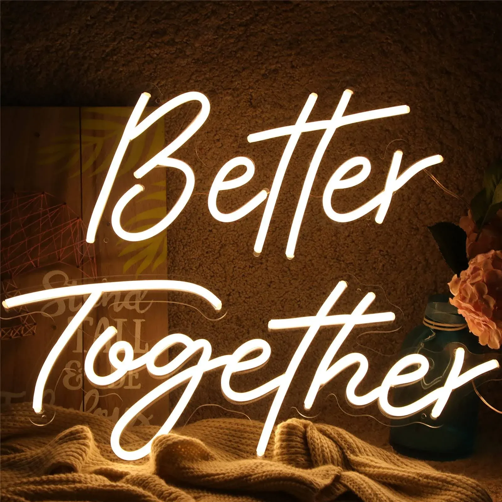 ATOLS Better Together Large Neon Sign for Wall Decor,with Dimmable Switch