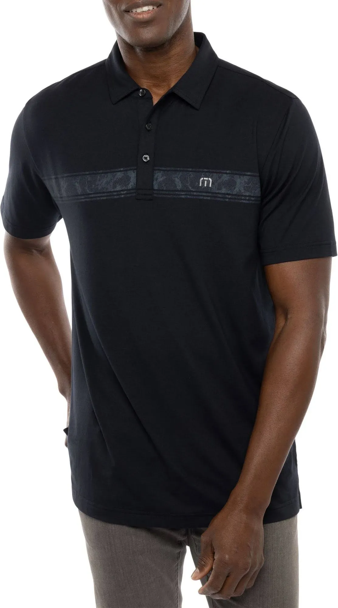 TravisMathew Men's Thunder Roll Golf Polo, XL, Black